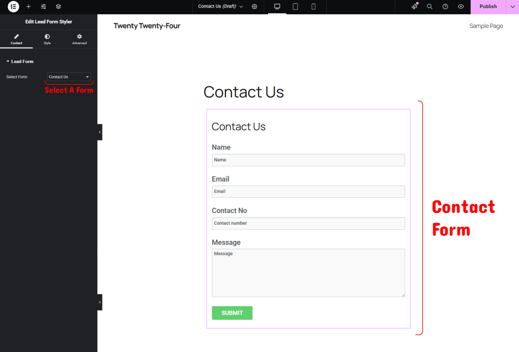 Lead form Select form