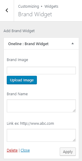 brand widget oneline