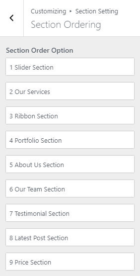 section order oneline