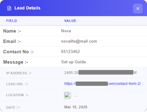 Form Builder Lead Details