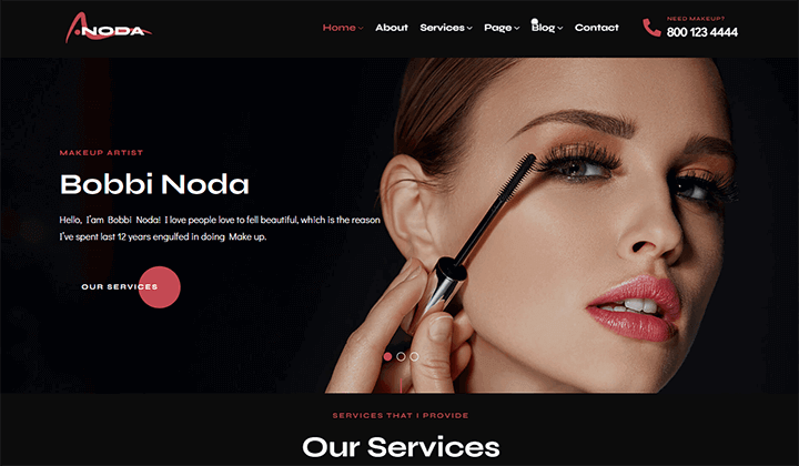 9+ Best Makeup Artist Themes and Templates 7 noda 3126