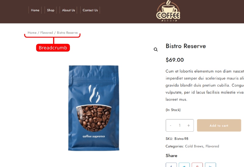Essential Template Features For WooCommerce Stores In 2025 3 Breadcrumb