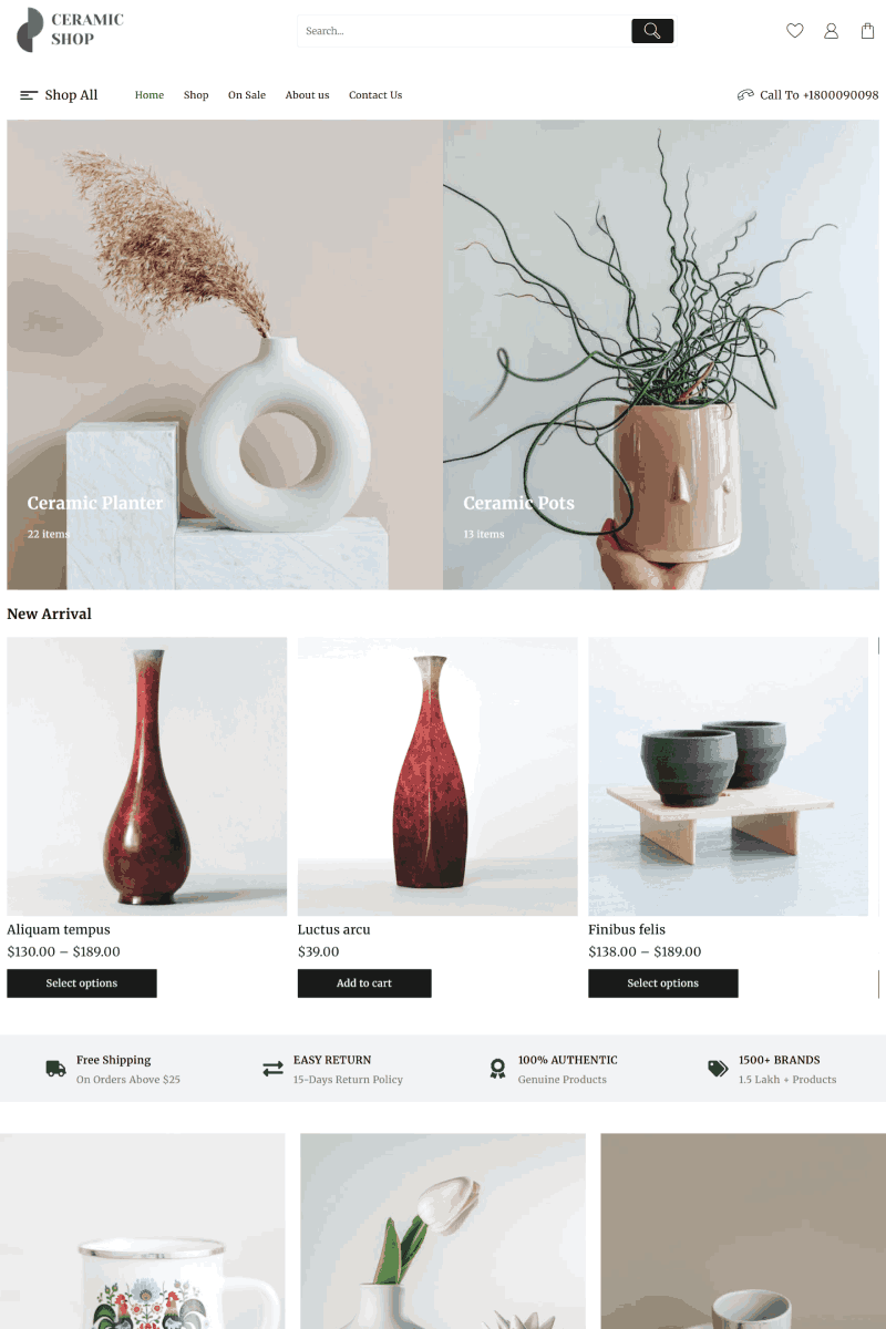 23 Beautiful Examples of Websites Built with Elementor 6 ceramic shop 1