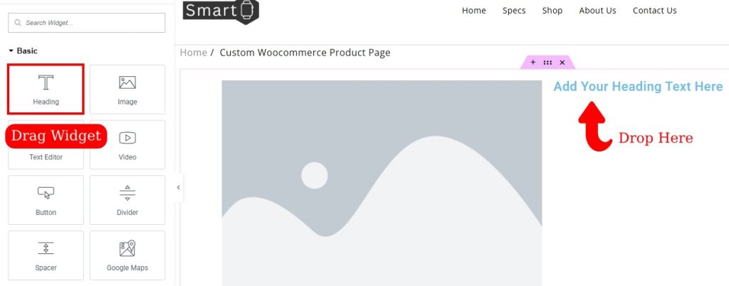 How to Create Custom WooCommerce Product Pages Using Elementor 12 Elementor Heading