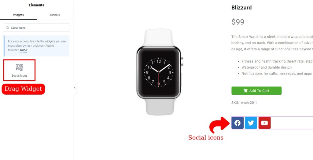 How to Create Custom WooCommerce Product Pages Using Elementor 18 Elementor Social Icons
