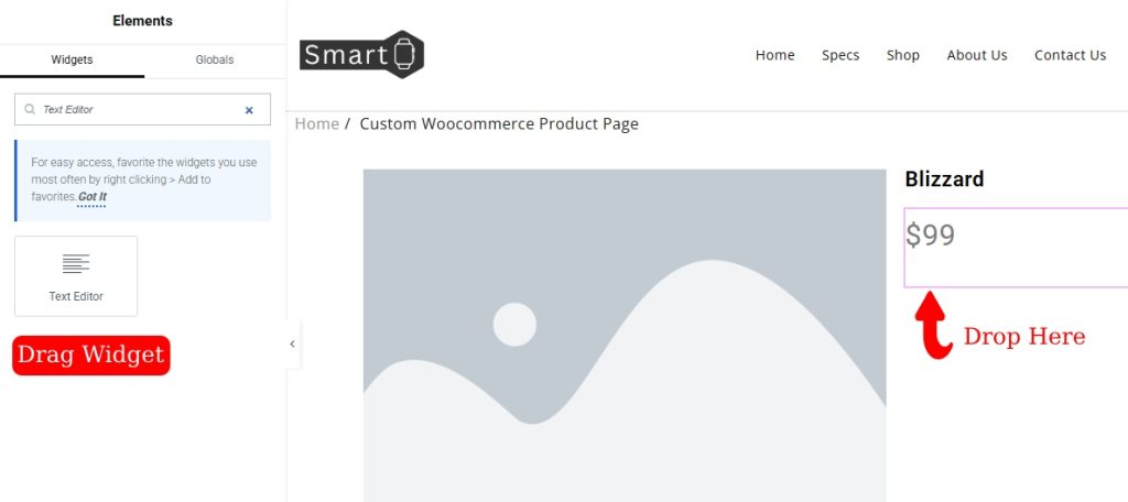 How to Create Custom WooCommerce Product Pages Using Elementor 13 Elementor Text Editor