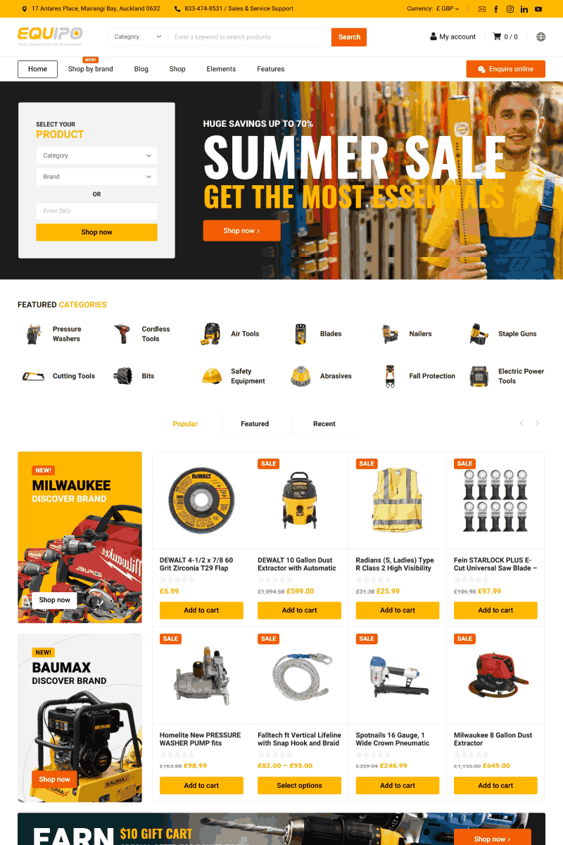 12 Best Tools Shop WordPress Themes and Templates 2025 9 EQUIPO 1