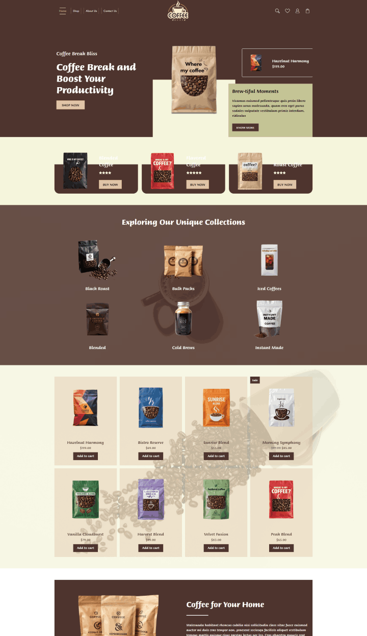 New Website Template For Coffee Store (One-Click Install) 1 coffee store 2