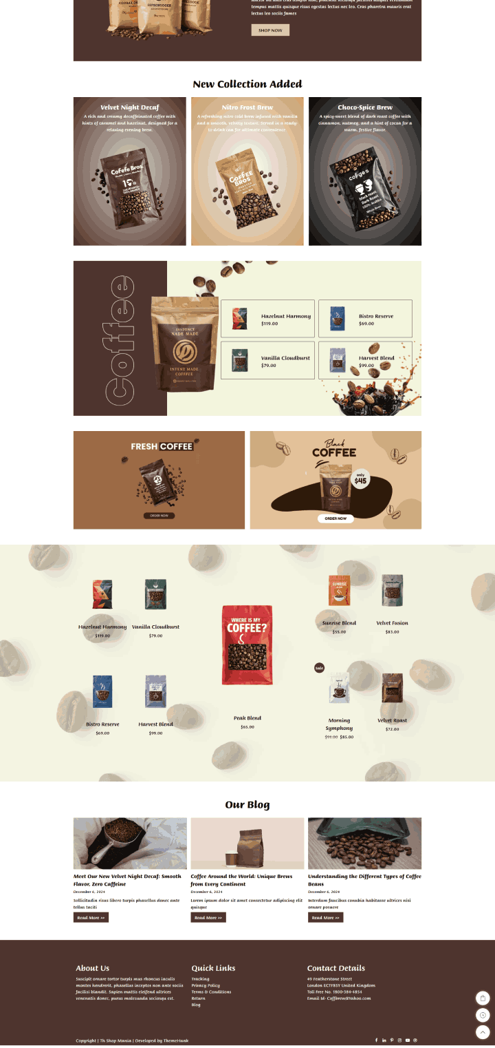 New Website Template For Coffee Store (One-Click Install) 2 coffee store