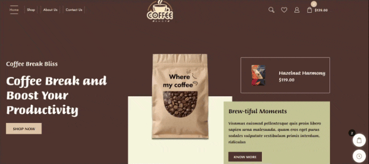 New Website Template For Coffee Store (One-Click Install) 7 shopping cart coffee shop 1