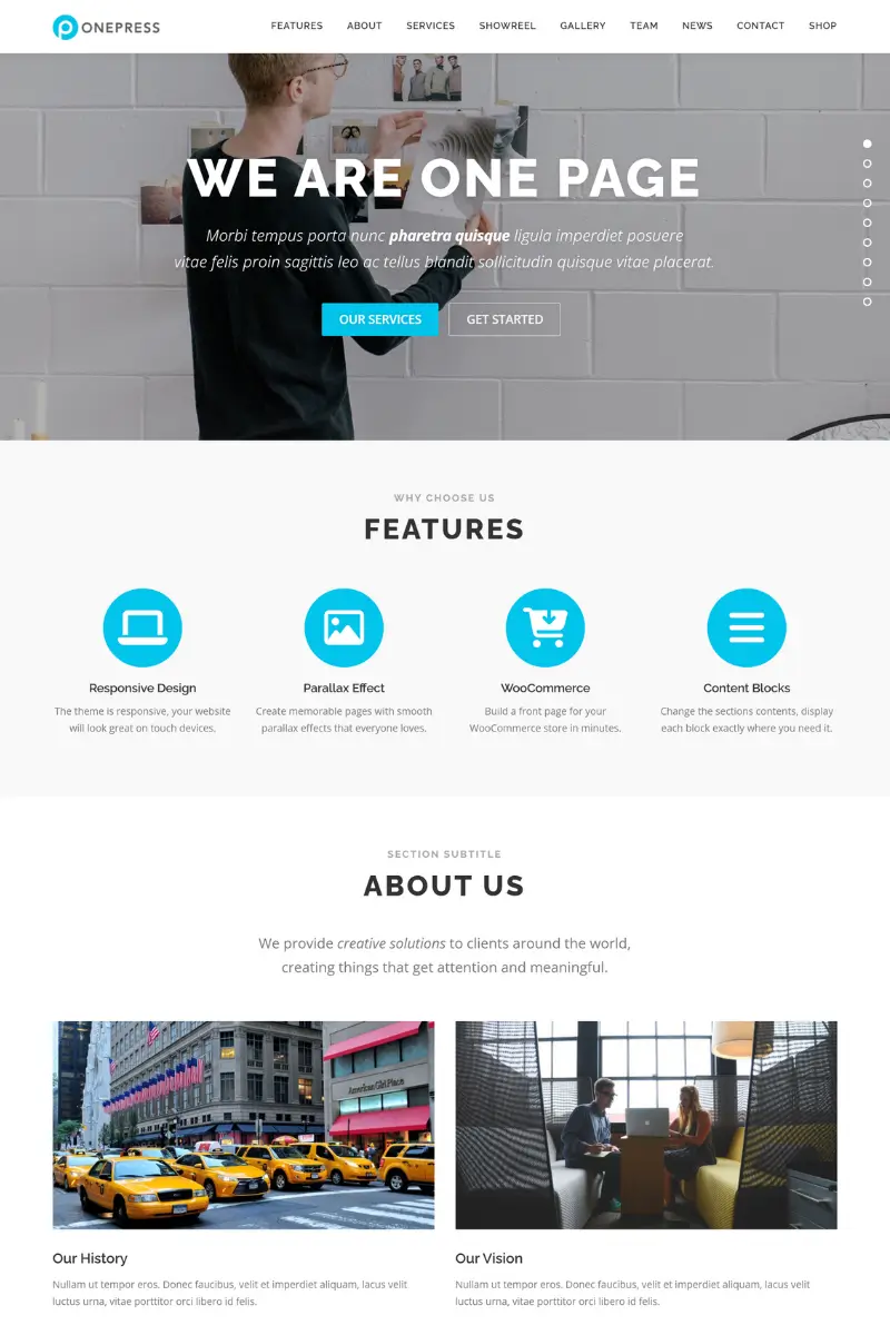 11+ One Page Scrolling WordPress Theme Free Download 2026 25 onepress 8473