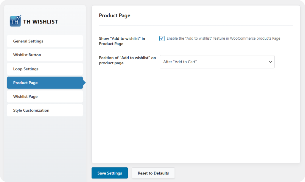 wishlist product page