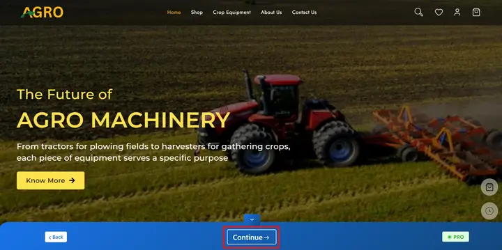 New Website Template for Agriculture Machinery Store (One-Click Install) 11 agricultural machinery countinue
