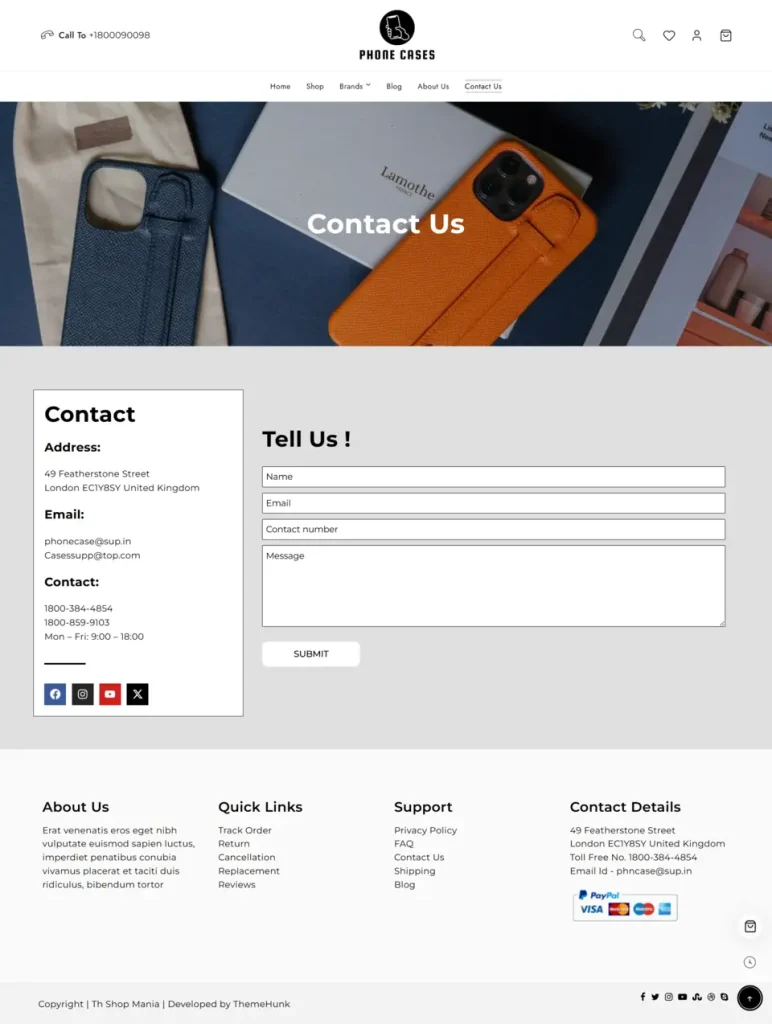 phone cases contact us page