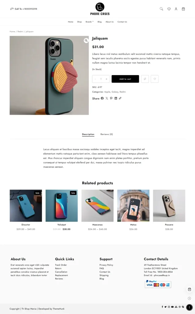phone cases product page