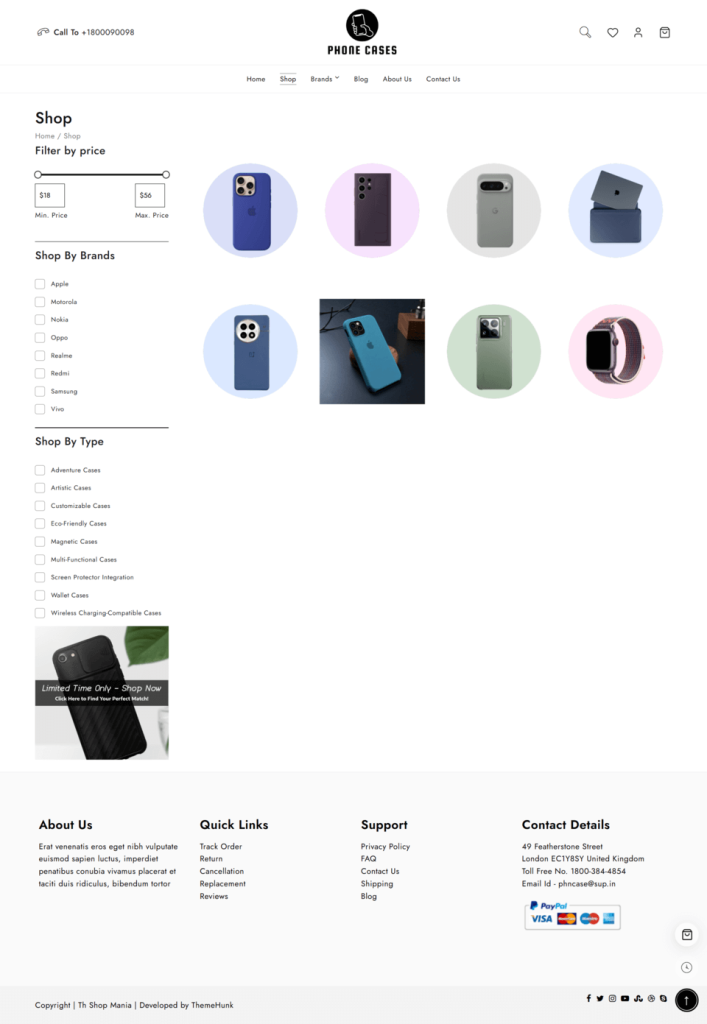 phone cases shop page