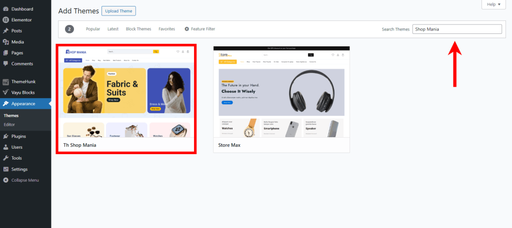 Dashboard Shop Mania