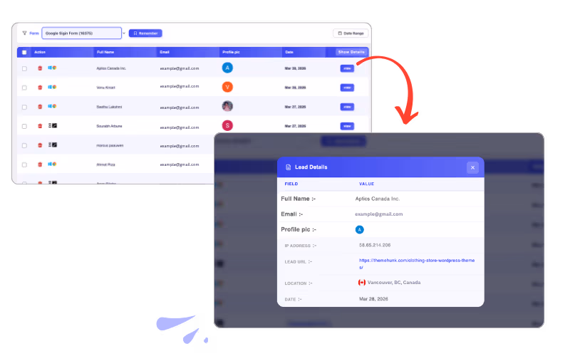 Lead Form Builder Leads Tracking