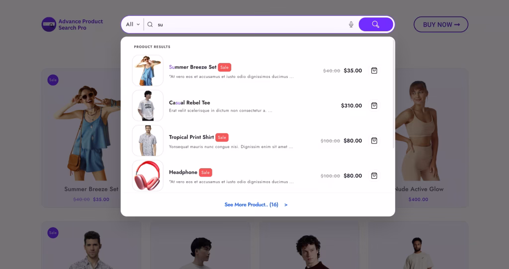 Normal Search Layout for Advance Product Search Plugin