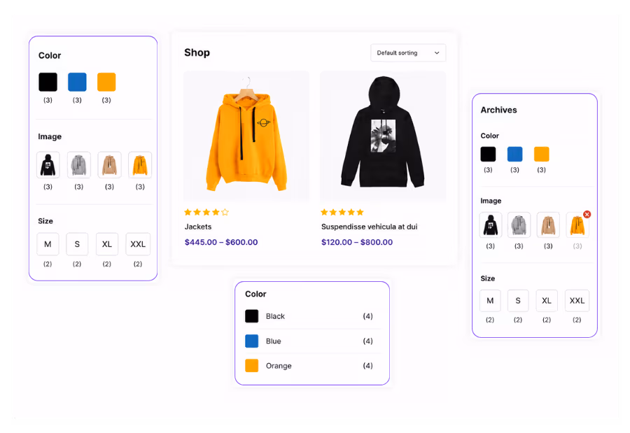 Swatches for Shop and Archive page Widget Area